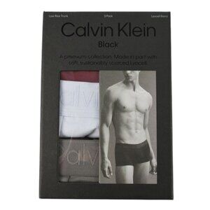 CALVIN KLEIN BLACK 3 Pack Lyocell Blend Low Rise Trunk Underwear Burgundy LARGE